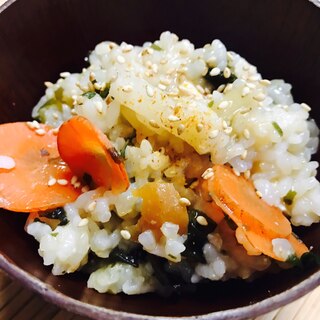 リメイク！長イモとわかめ入り味噌汁雑炊